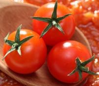 Red tomatoes with green stems